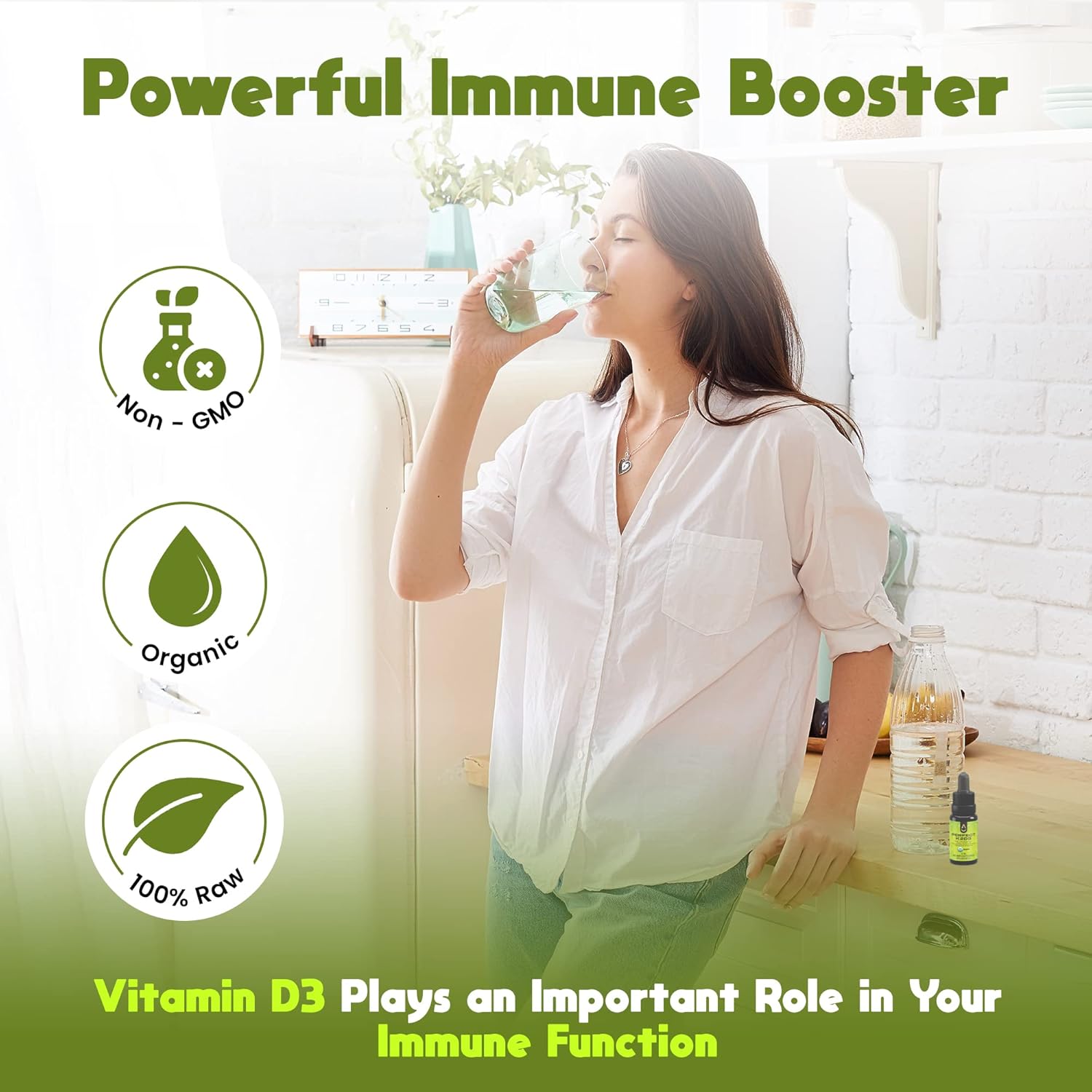 Highly Absorbable Liquid Vitamin D3K2 Supplement with MCT Oil - 1 Month Supply - Essential D3+K2 Vitamins for Calcium Absorption - 15 ml