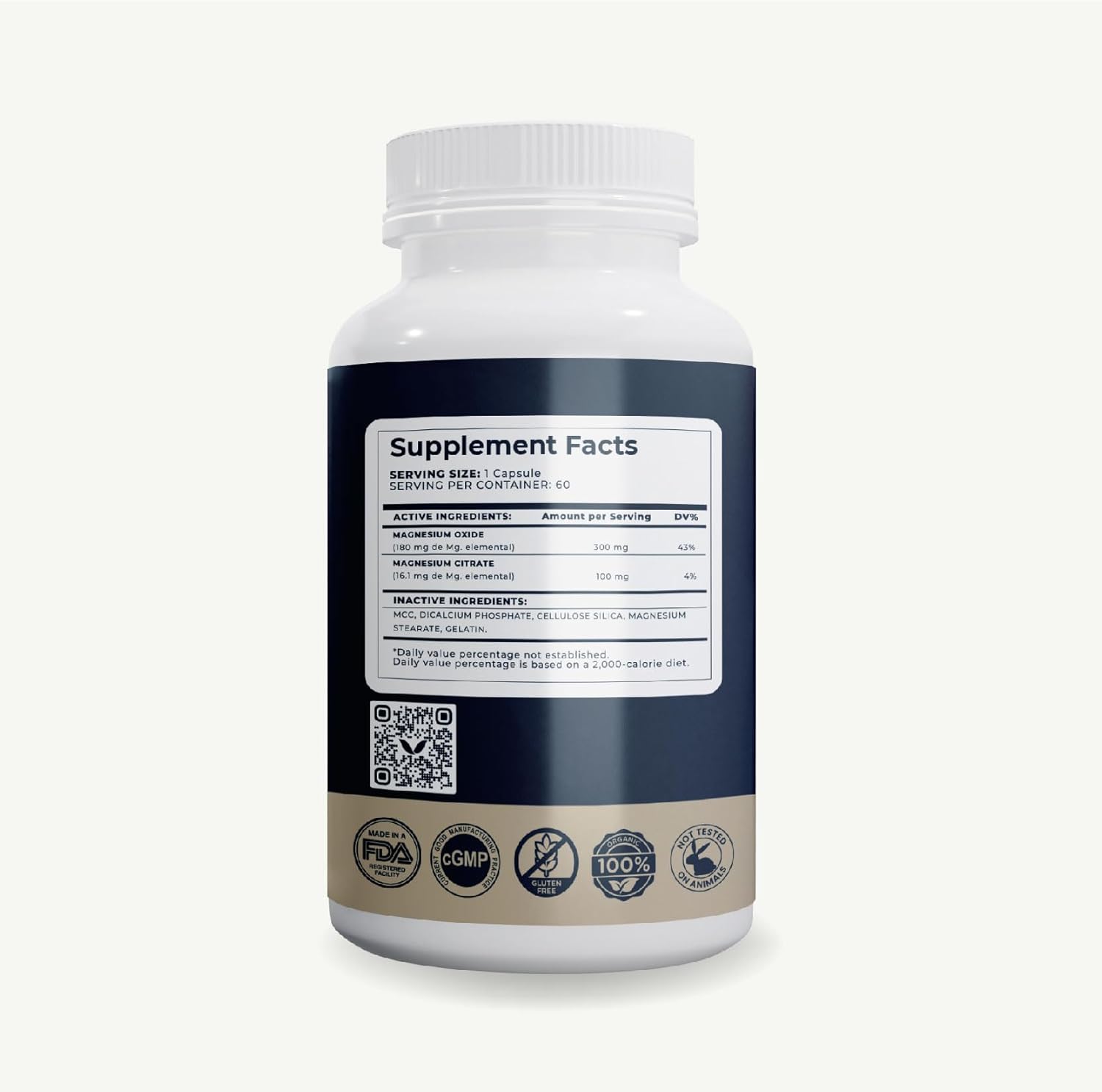 Highly Absorbable VITABELL Magnesium Citrate 400mg for Relaxation, Constipation Relief, and Digestive Health