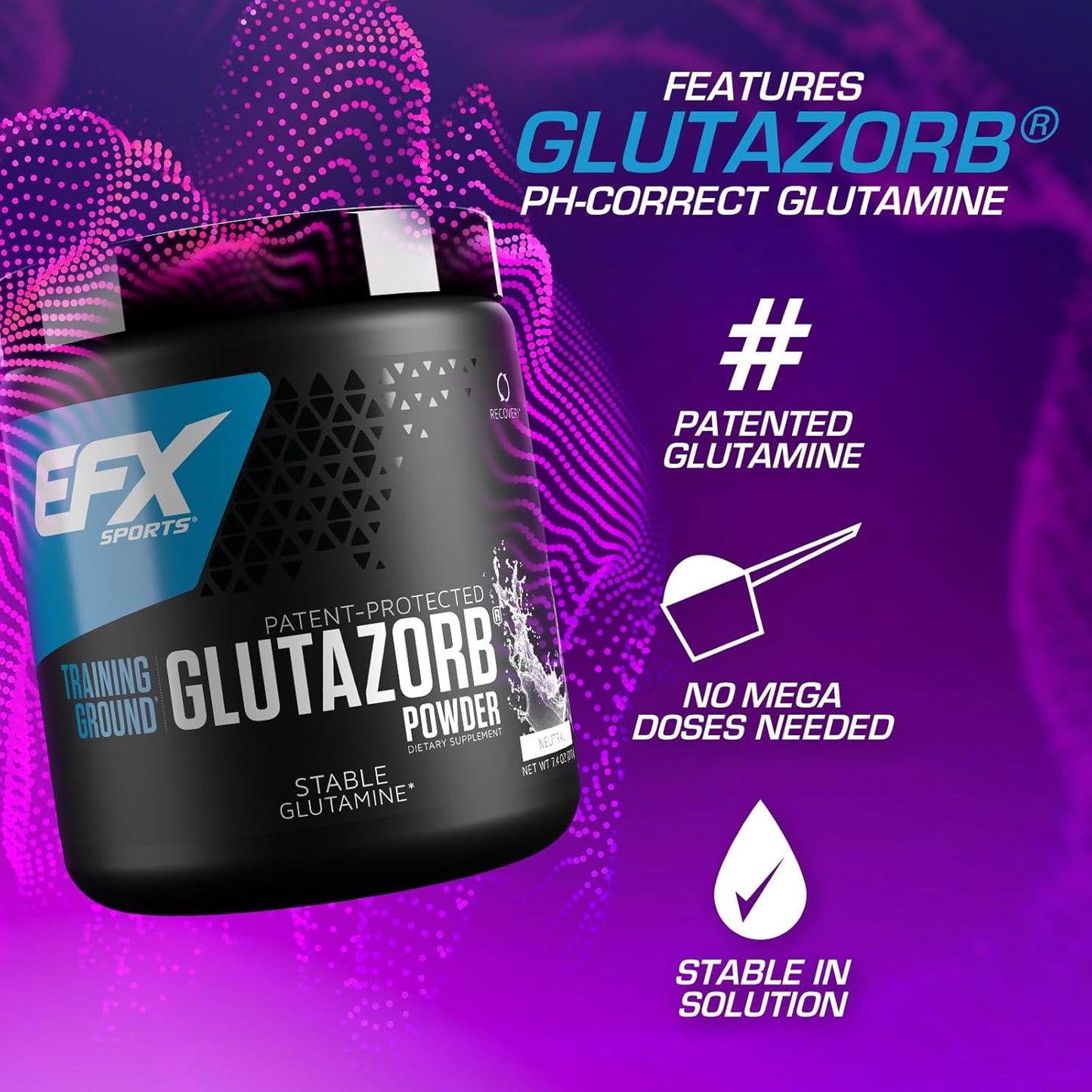 Highly Concentrated Glutamine Supplement for Digestion & Immune Support | EFX Sports Training Ground Glutazorb Powder | 140 Servings