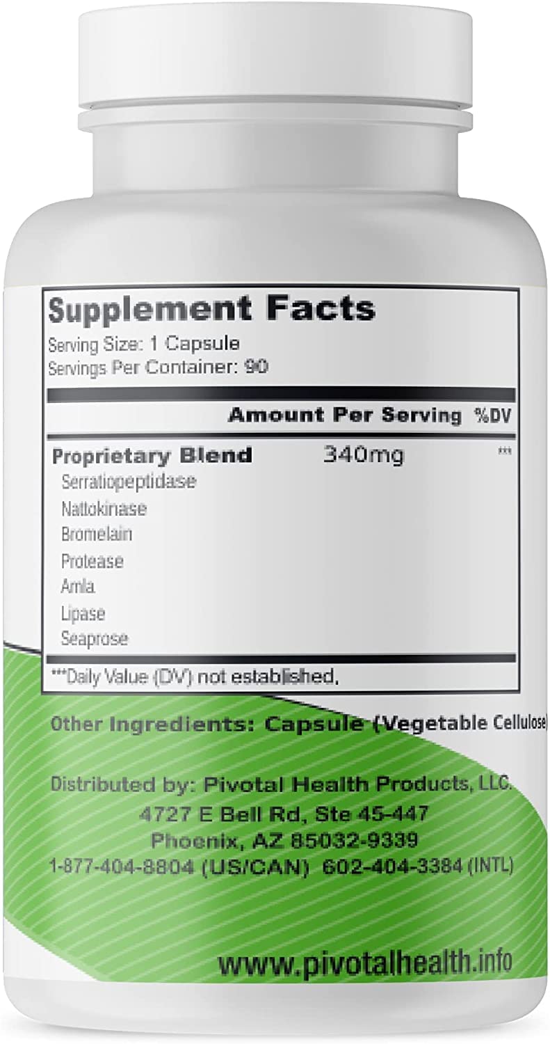 Highly Potent Scar Tissue Dissolver - Extra Strength Serrapeptase, Nattokinase & More - Trebinase & Serrasolv 360 (90 capsules)
