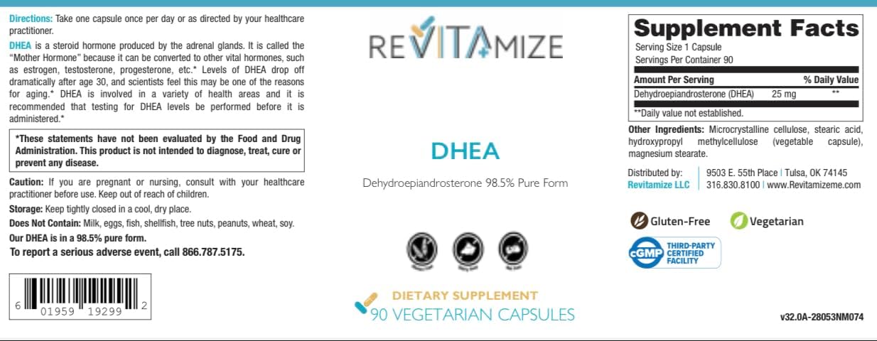 Highly Pure 98.5% DHEA Supplement by Revitamize