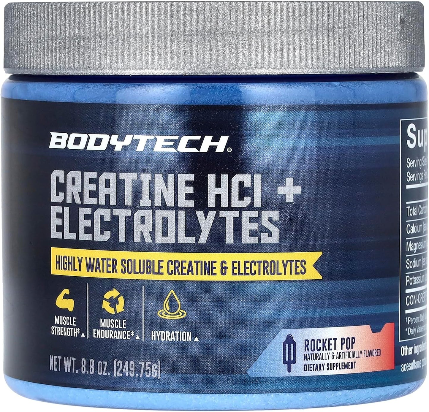 Highly Soluble Bodytech Rocket Pop Creatine HCL + Electrolytes Powder - 8.8 oz/75 Servings