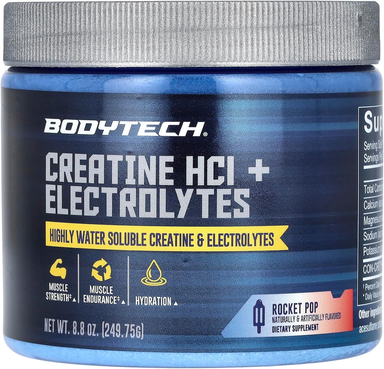Highly Soluble Bodytech Rocket Pop Creatine HCL + Electrolytes Powder - 8.8 oz/75 Servings