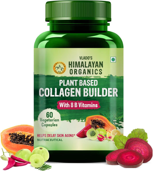 Himalayan Organics Collagen Builder for Hair and Skin with Biotin & Vitamin C - 60 Capsules