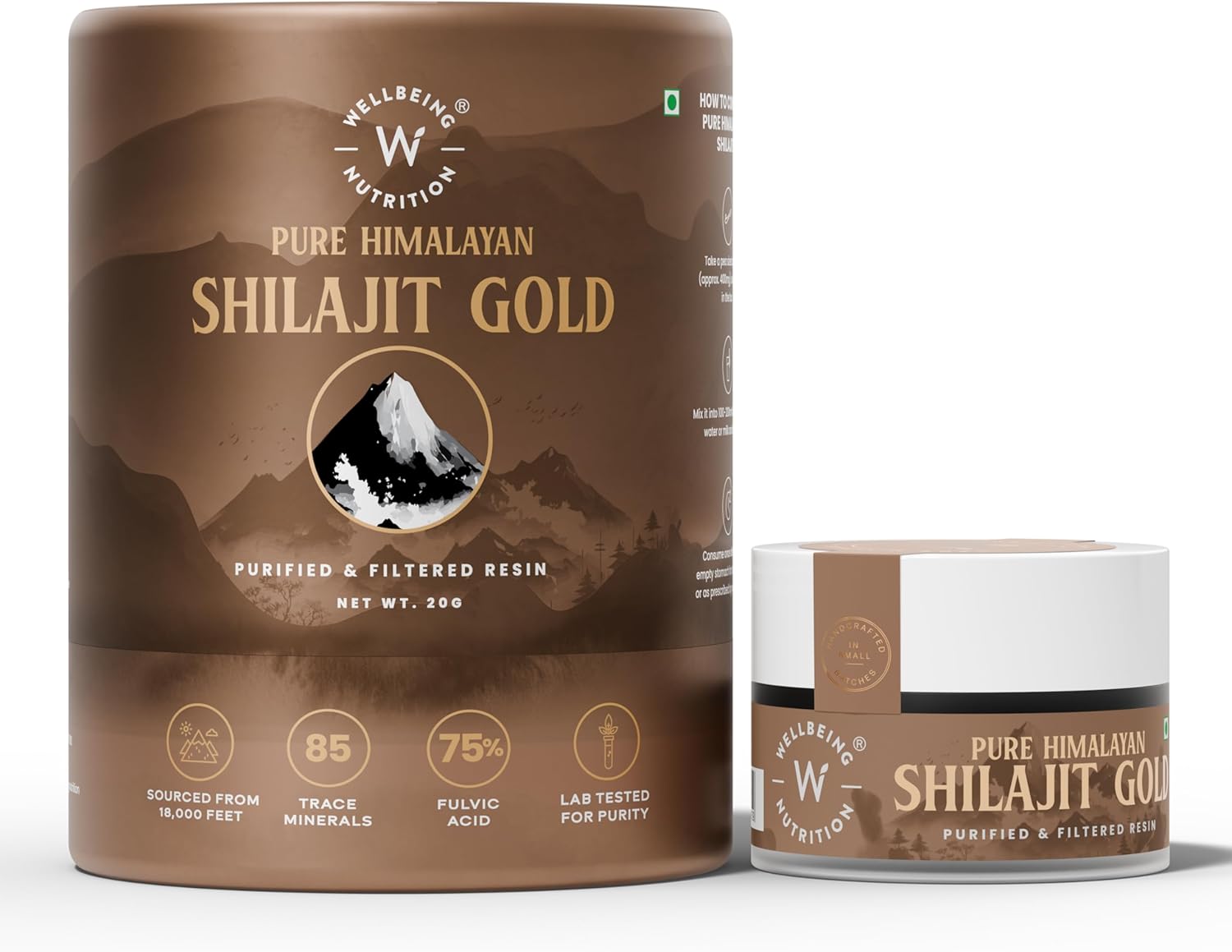 Himalayan Shilajit Gold Resin with Ashwagandha for Strength, Stamina, and Stress Relief - 20g