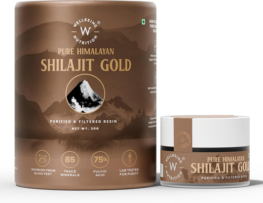 Himalayan Shilajit Gold Resin with Ashwagandha for Strength, Stamina, and Stress Relief - 20g