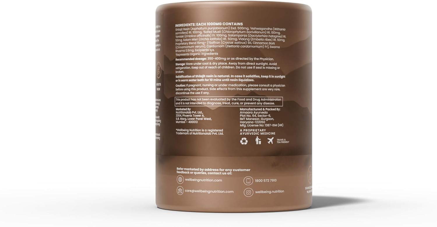 Himalayan Shilajit Gold Resin with Ashwagandha for Strength, Stamina, and Stress Relief - 20g