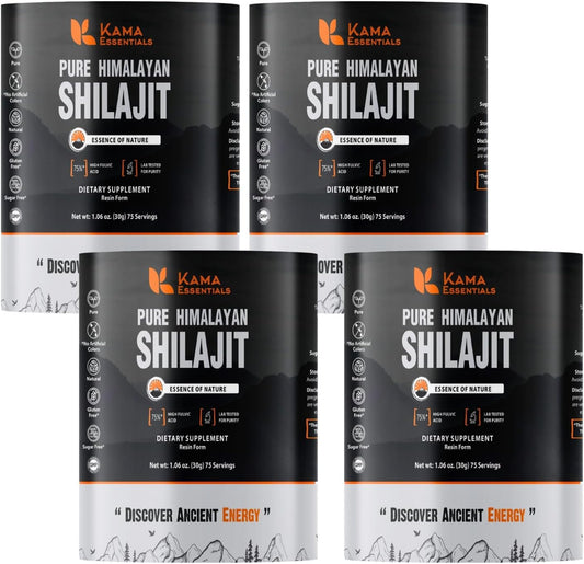 Himalayan Shilajit Resin for Energy & Immune Support | Pure Purified Shilajit for Men & Women | Rich in 85+ Trace Minerals & 75%+ Fulvic Acid | Lab Tested | 400mg (4)