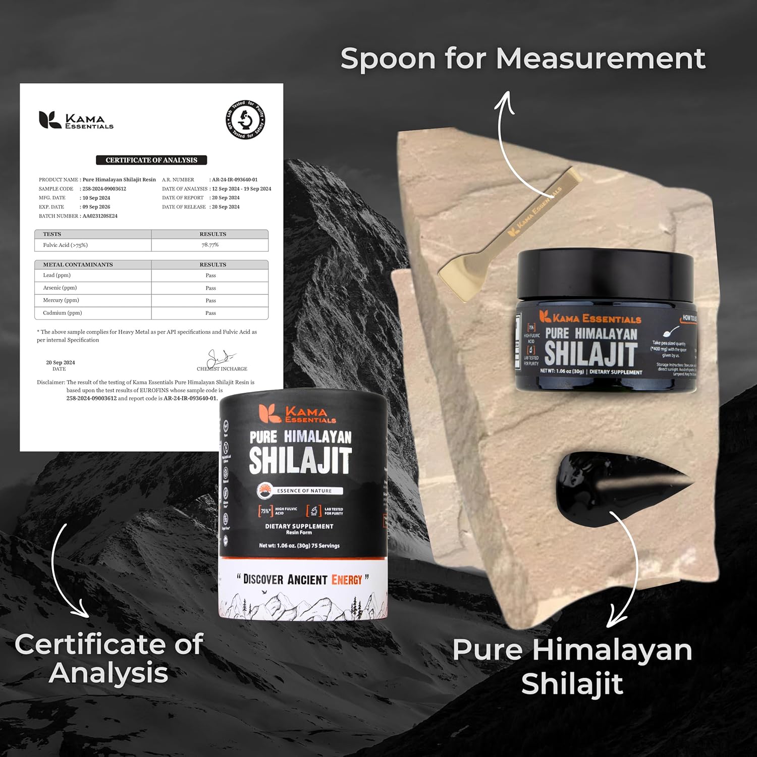 Himalayan Shilajit Resin for Energy & Immune Support | Pure Purified Shilajit for Men & Women | Rich in 85+ Trace Minerals & 75%+ Fulvic Acid | Lab Tested | 400mg (4)