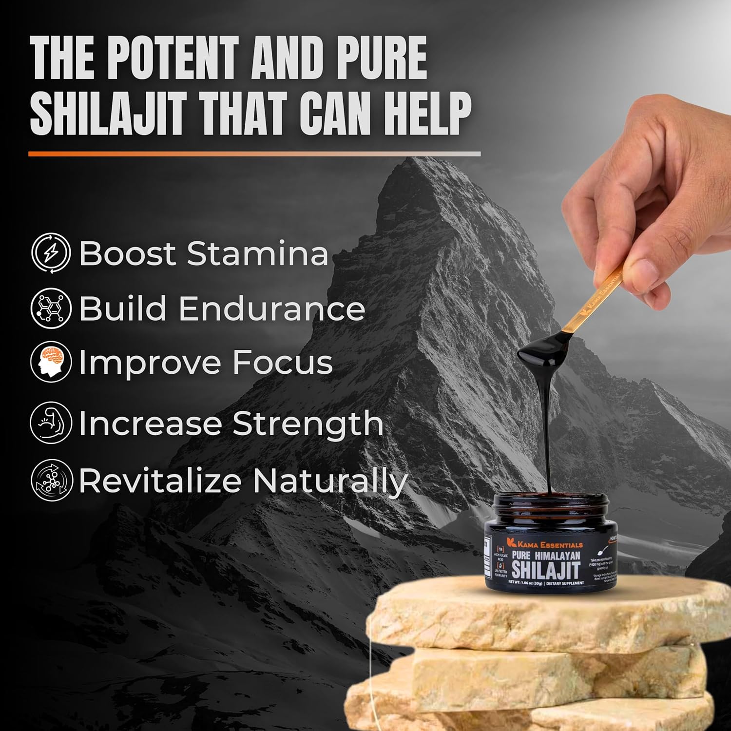 Himalayan Shilajit Resin for Energy & Immune Support | Pure Purified Shilajit for Men & Women | Rich in 85+ Trace Minerals & 75%+ Fulvic Acid | Lab Tested | 400mg (4)