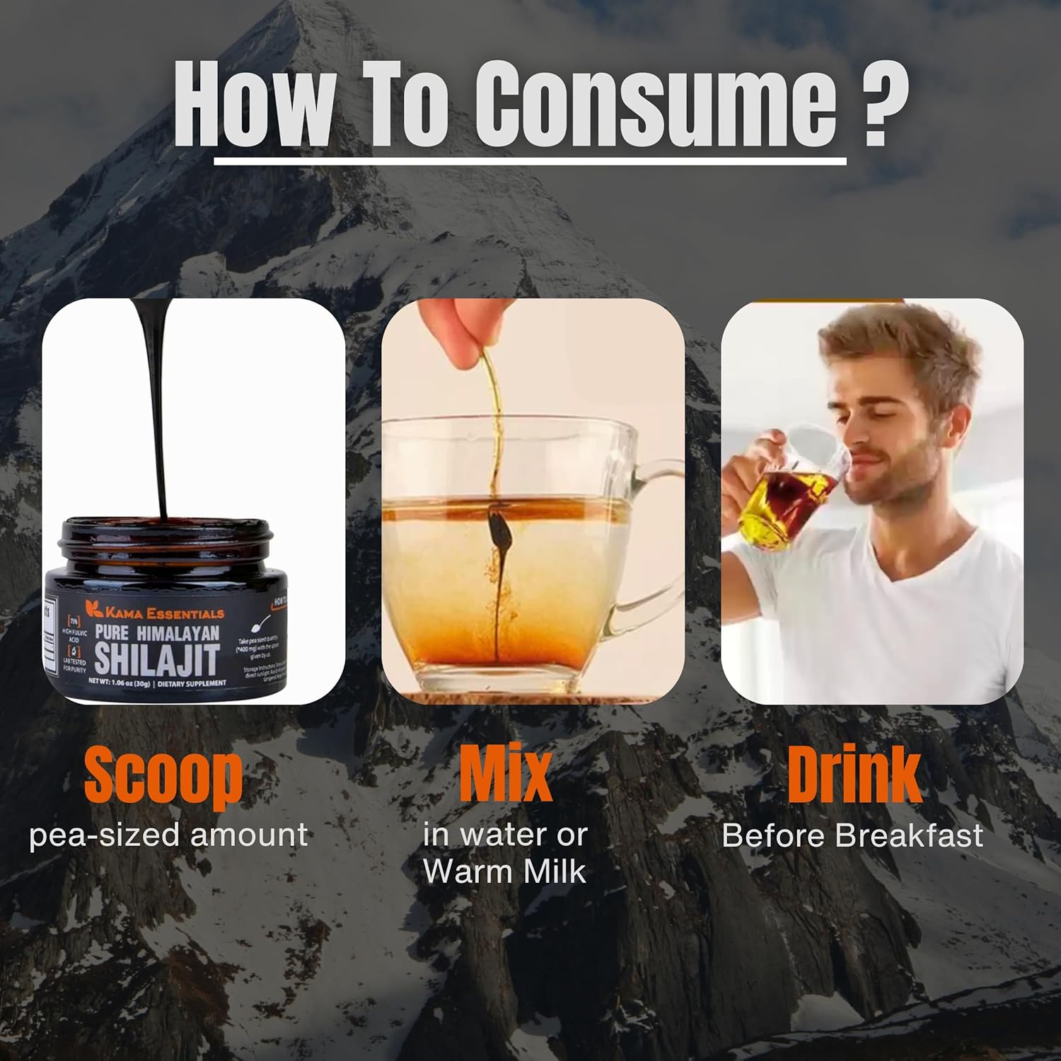 Himalayan Shilajit Resin for Energy & Immune Support | Pure Purified Shilajit for Men & Women | Rich in 85+ Trace Minerals & 75%+ Fulvic Acid | Lab Tested | 400mg (4)