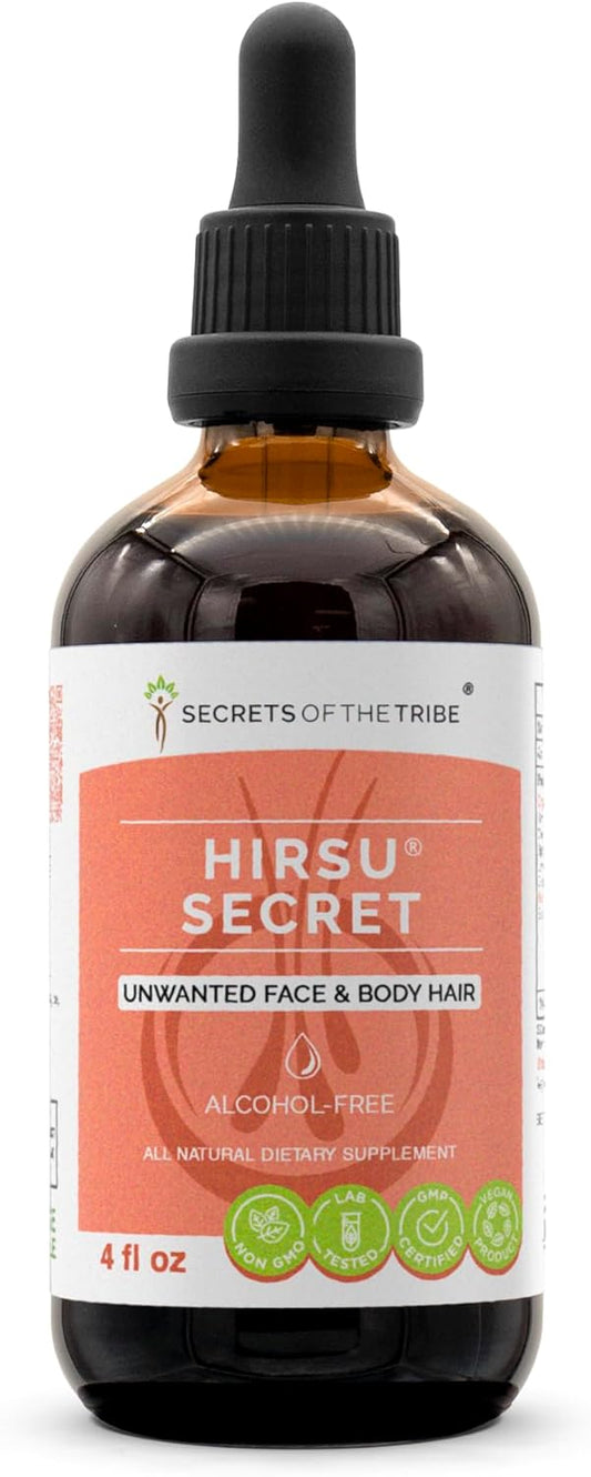 Hirsu Secret Alcohol-Free Herbal Extract for Unwanted Hair Growth 4 oz