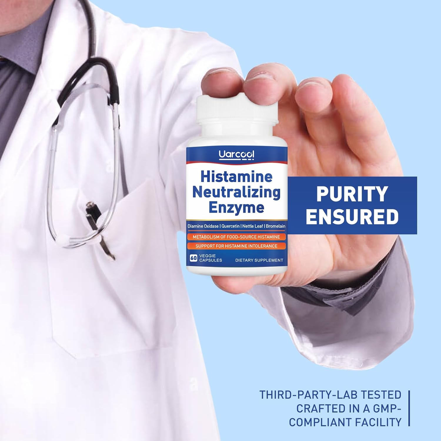 Histamine Diamine Oxidase Enzyme Supplement for Digestive Support - 60 Softgels (2 Bottles) - Made in USA by Uarcool
