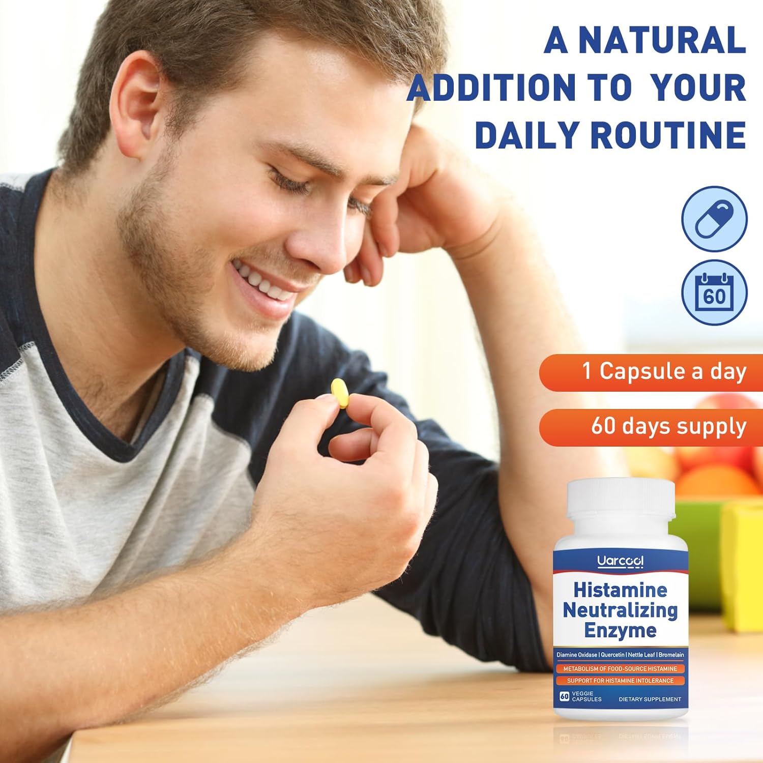 Histamine Diamine Oxidase Enzyme Supplement for Digestive Support - 60 Softgels (2 Bottles) - Made in USA by Uarcool
