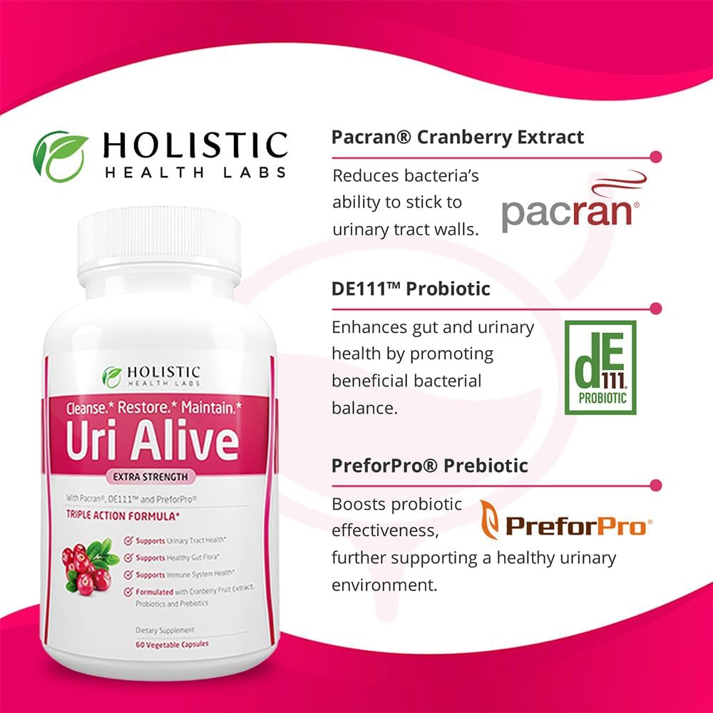 Holistic Health Labs Uri Alive Extra Strength Supplement for Urinary Tract & Immune System - 60 Count