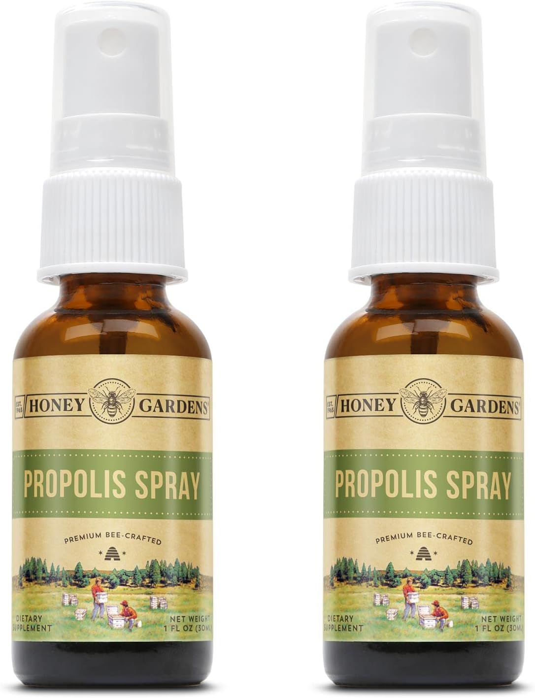 Honey Gardens Bee Propolis Throat Spray with Raw Honey and Licorice Root - 50 Servings x 1 Fl Oz (Pack of 2)