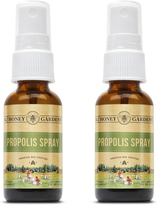 Honey Gardens Bee Propolis Throat Spray with Raw Honey and Licorice Root - 50 Servings x 1 Fl Oz (Pack of 2)