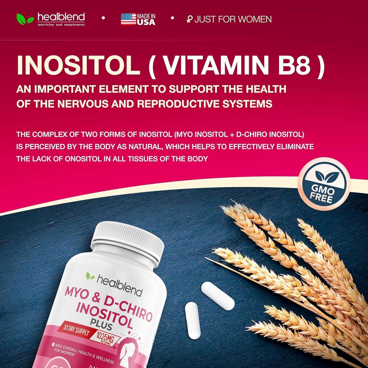 Hormonal Balance & Fertility Support Supplement Blend for Women - Myo & D-Chiro Inositol Plus (3 Pack)