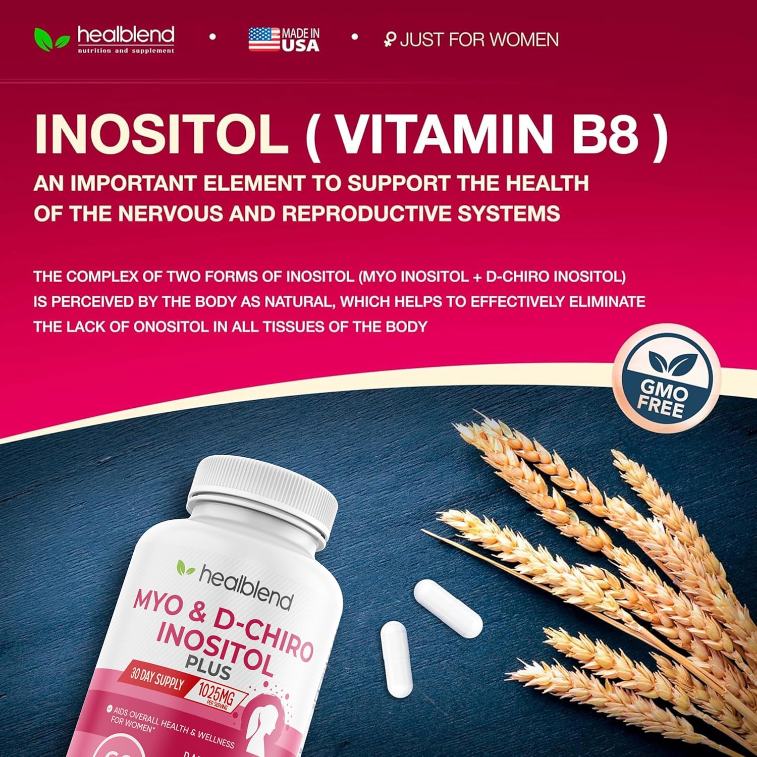 Hormonal Balance & Fertility Support Supplement Blend for Women - Myo & D-Chiro Inositol Plus (3 Pack)