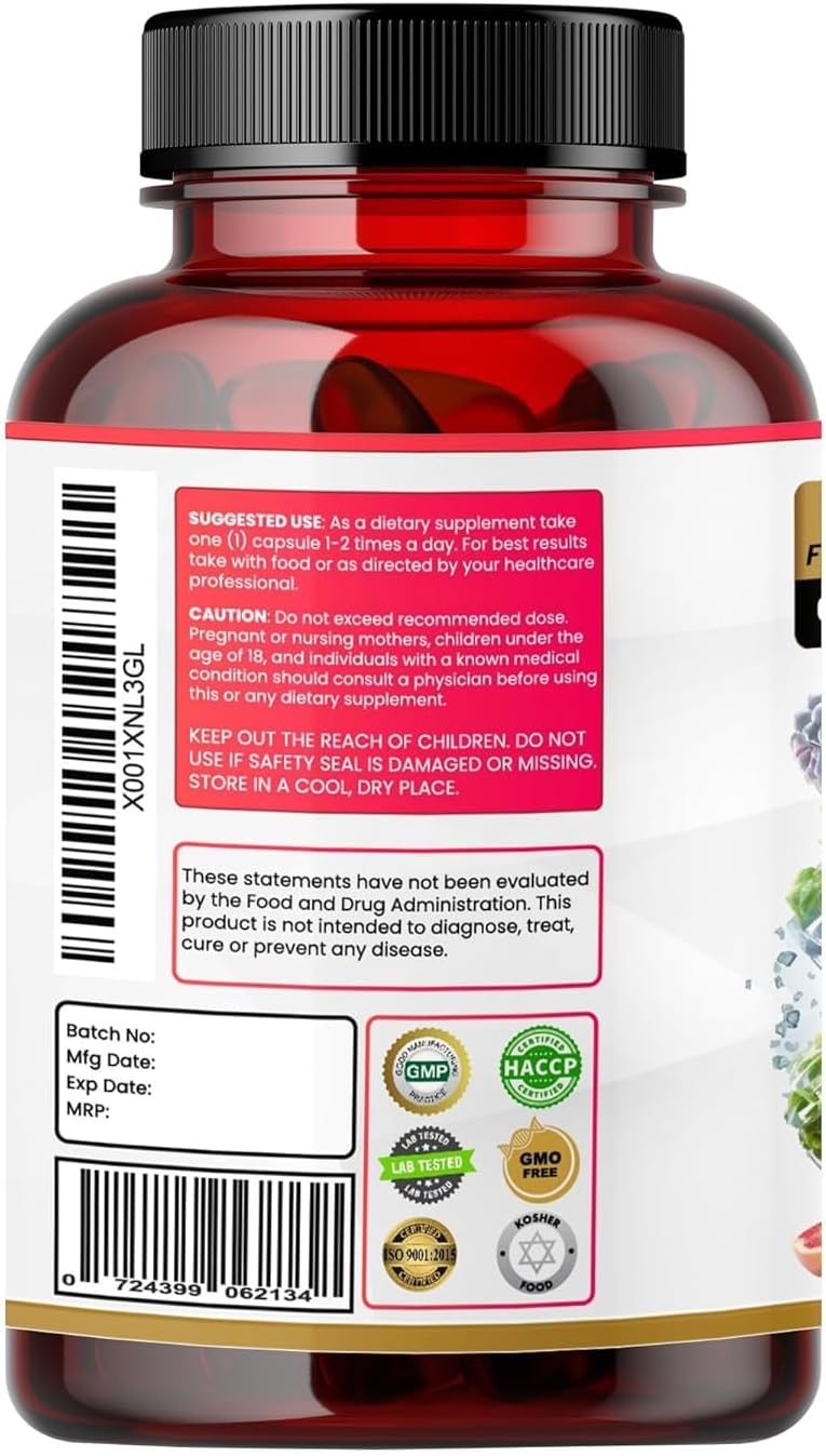 Humming Herbs CoQ10 600mg Capsules with Resveratrol, Bergamot, Vitamin E - Cellular Support Supplement - 60 Day Supply