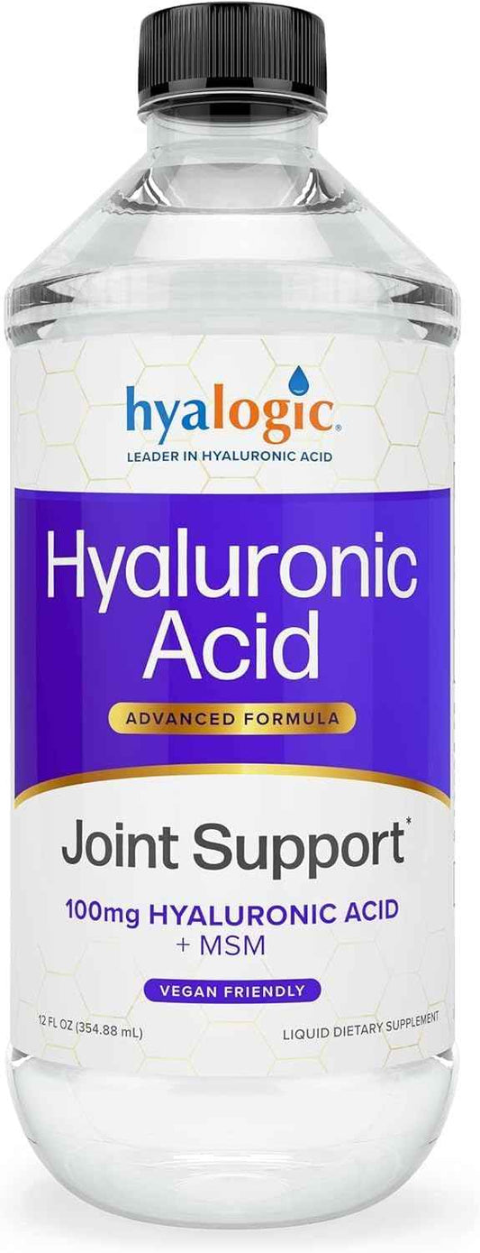 Hyalogic Hyaluronic Acid Joint Support Supplement (12 oz) Advanced Formula Joint Supplement – MSM & 100 mg Hyaluronic Acid Supplements – Joint Supplements for Women & Men for Overall Joint Health