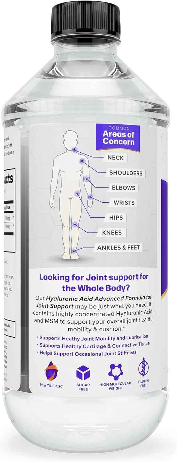 Hyalogic Hyaluronic Acid Joint Support Supplement (12 oz) Advanced Formula Joint Supplement – MSM & 100 mg Hyaluronic Acid Supplements – Joint Supplements for Women & Men for Overall Joint Health
