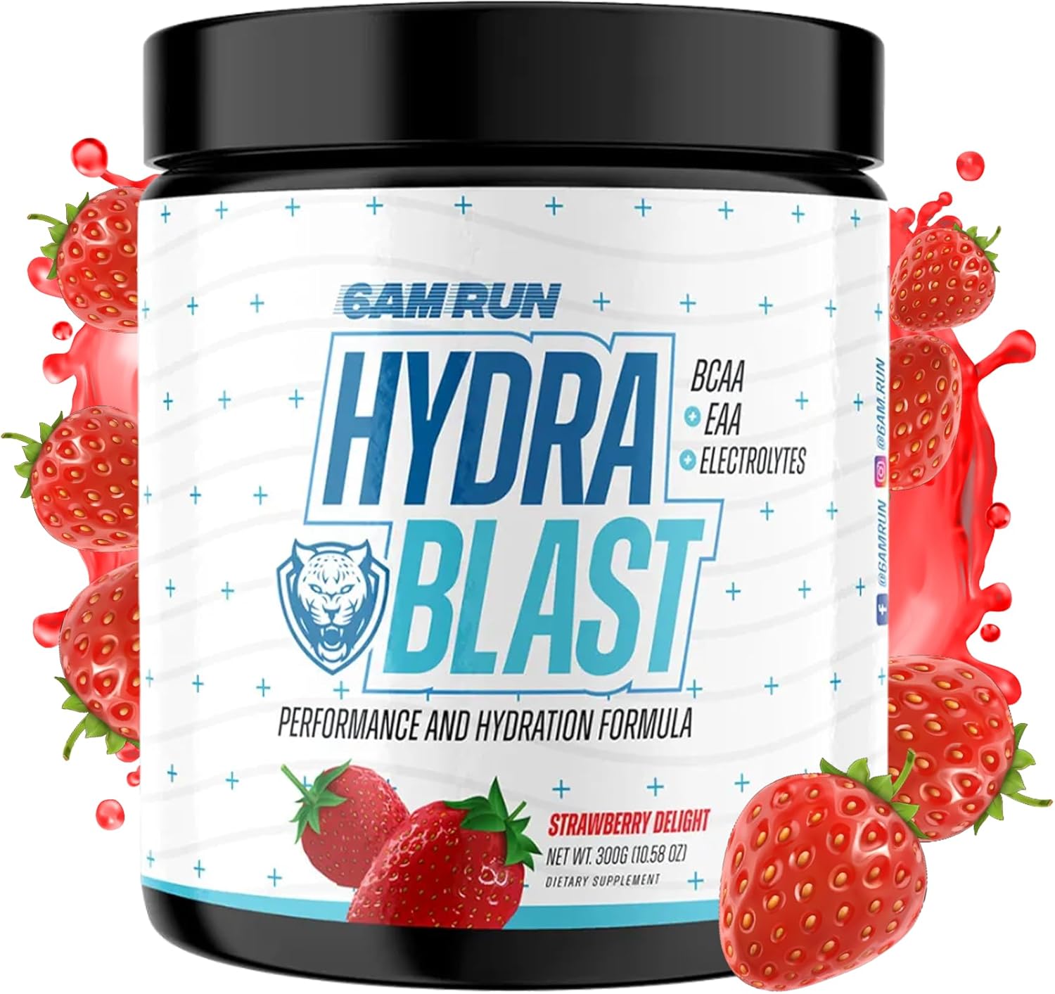 Hydra Blast Intra-Run BCAA & EAA Hydration Powder for Runners - Electrolyte Supplement, Boosts Endurance & Recovery - Strawberry Delight Flavor, 30 Servings