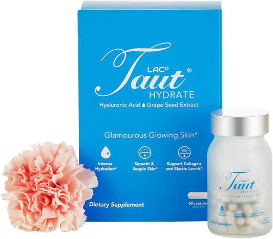 Hydrate & Brighten Skin with TAUT Hyaluronic Acid Pills - Vegan Collagen Supplement for Glowing Skin - 60 Capsules