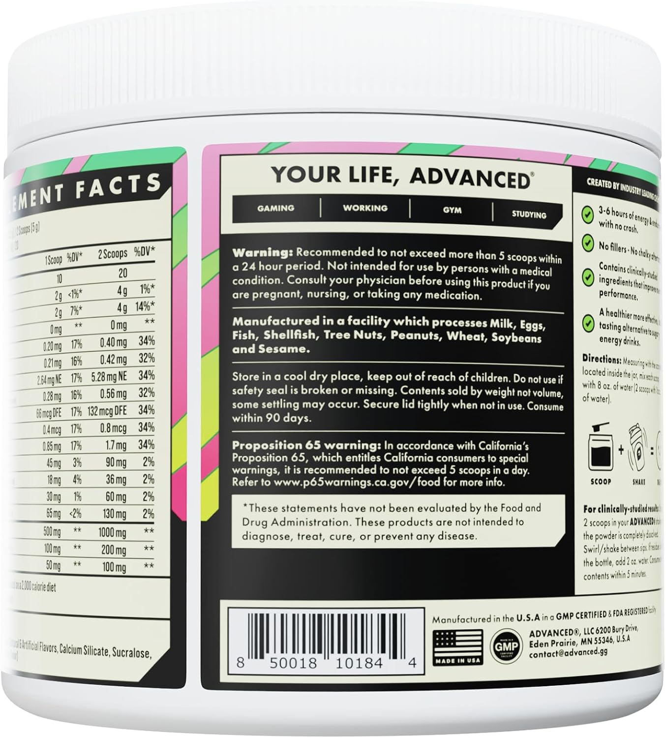 Hydration Energy Boost Formula with Electrolytes, L-Theanine for Jitter Control, Sugar Free & Keto Friendly, No Maltodextrin - Guava Berry