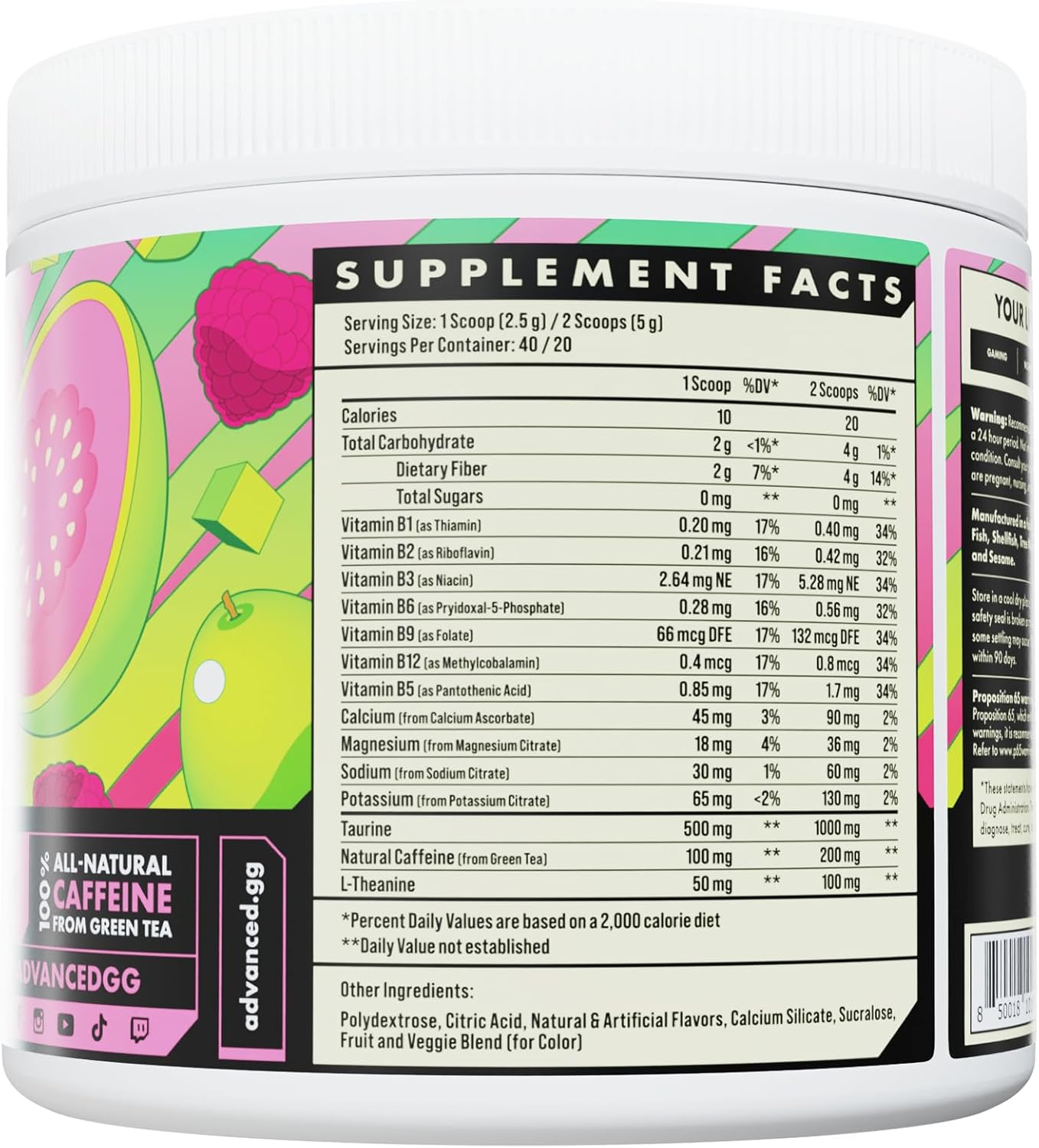 Hydration Energy Boost Formula with Electrolytes, L-Theanine for Jitter Control, Sugar Free & Keto Friendly, No Maltodextrin - Guava Berry