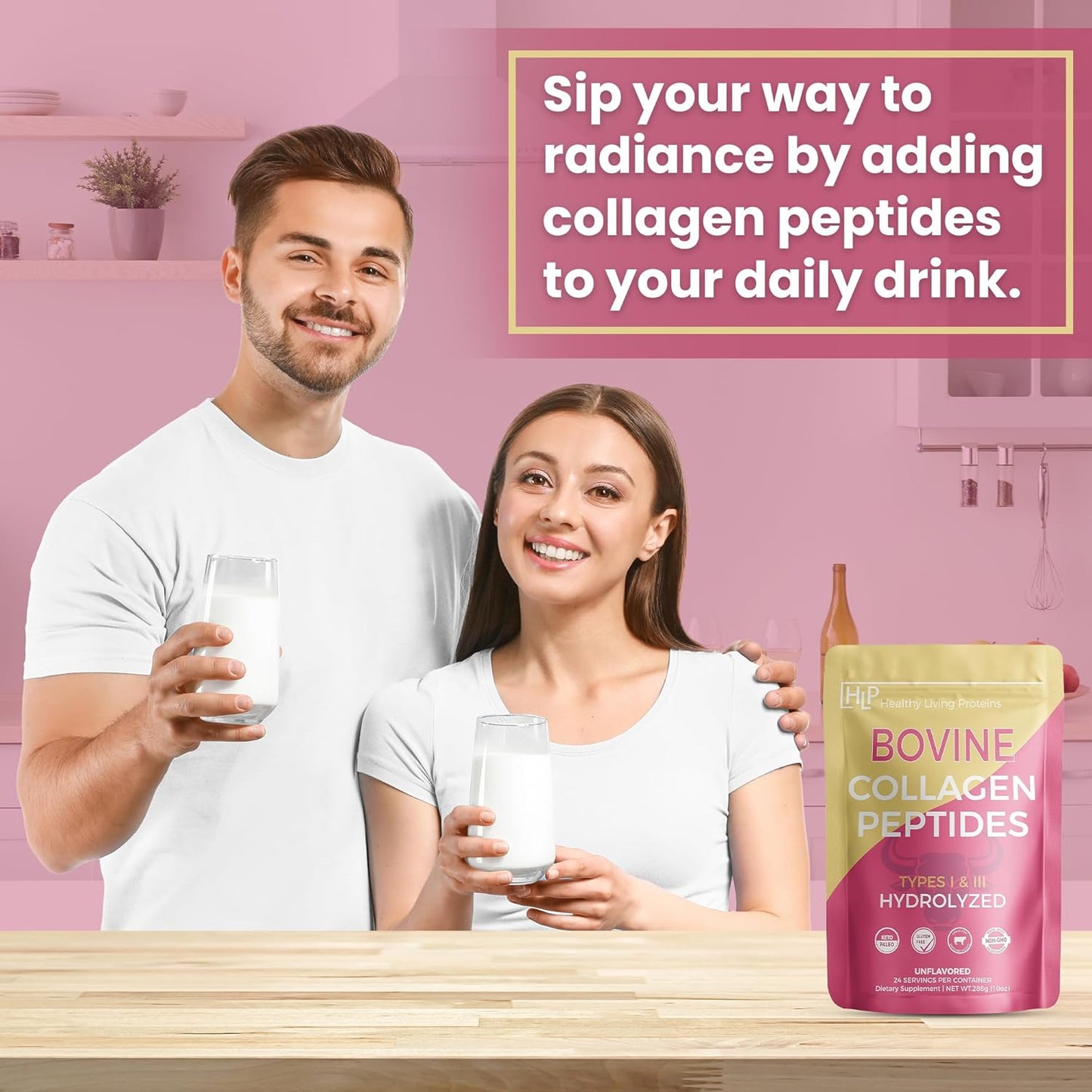 Hydrolyzed Bovine Collagen Peptides Powder - Grass Fed & Unflavored - Keto & Paleo Friendly - Gluten Free - 10 oz Pack