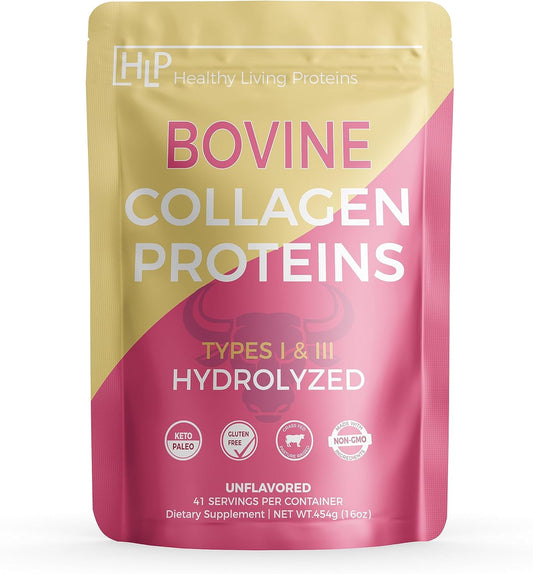Hydrolyzed Bovine Collagen Powder 16 oz - Grass Fed, Pasture Raised Protein Peptides - Type 1 & 3 - Keto & Paleo Friendly - Gluten Free