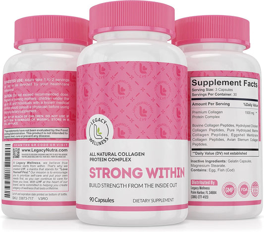 Hydrolyzed Collagen Peptides Capsules for Joint Health, Skin, Hair & Nails - Multi Collagen Protein Powder Supplement with Type I II III V X - Keto Friendly, 30 Servings