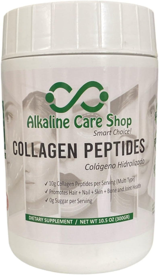 Hydrolyzed Collagen Peptides Powder for Hair, Skin & Joints | Unflavored Protein for Women & Men | 10g per Serving | 10.5Oz (300g) Jar | Alkaline Care Shop