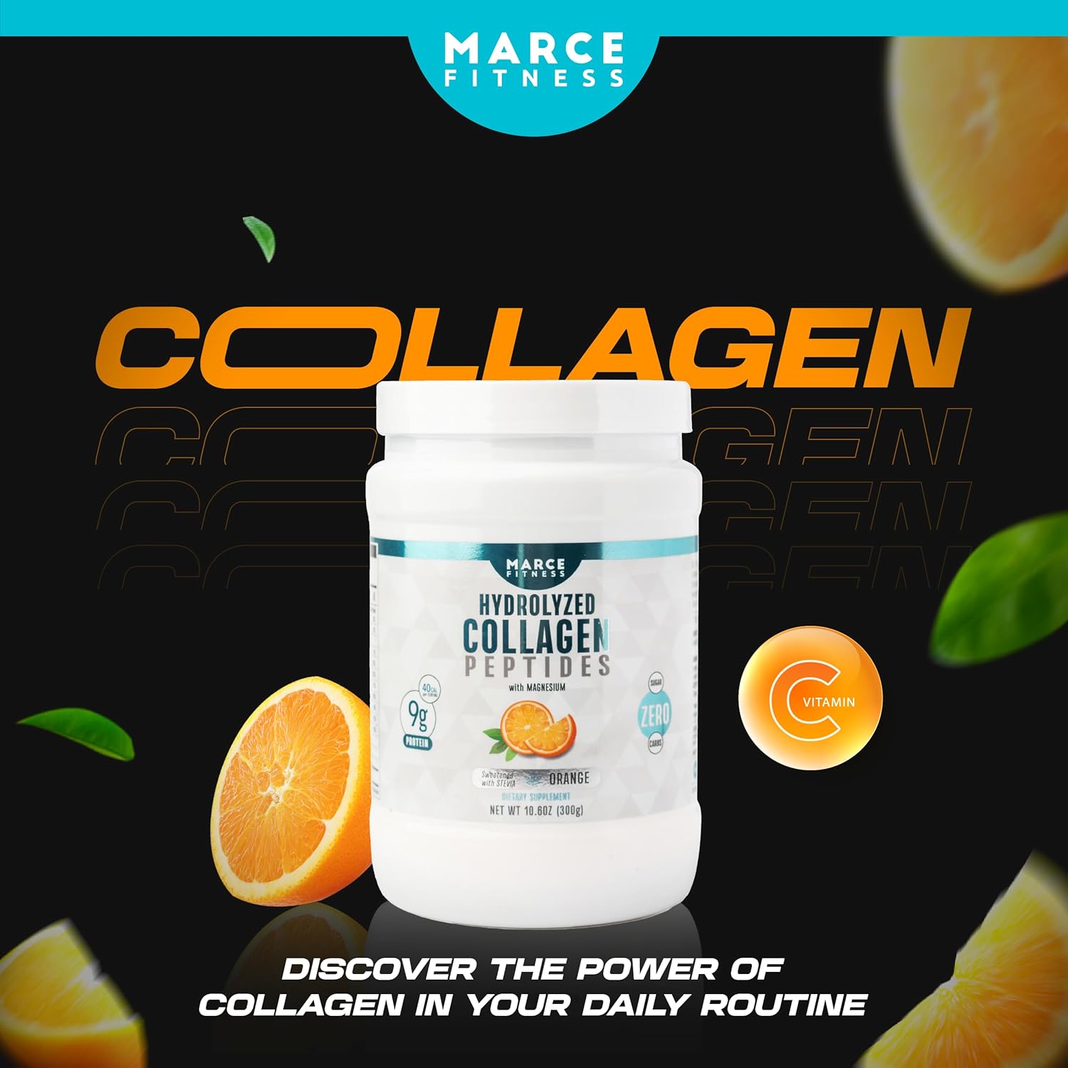 Hydrolyzed Collagen Supplement in Orange Flavor by MARCE FITNESS
