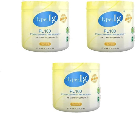 HYPERIG PL-100 Original Hyperimmune Egg Protein Powder Supplement - Immune Boost, Digestive Support, Joint Care, Energy, Muscle Strength - 140g (3 Canister)