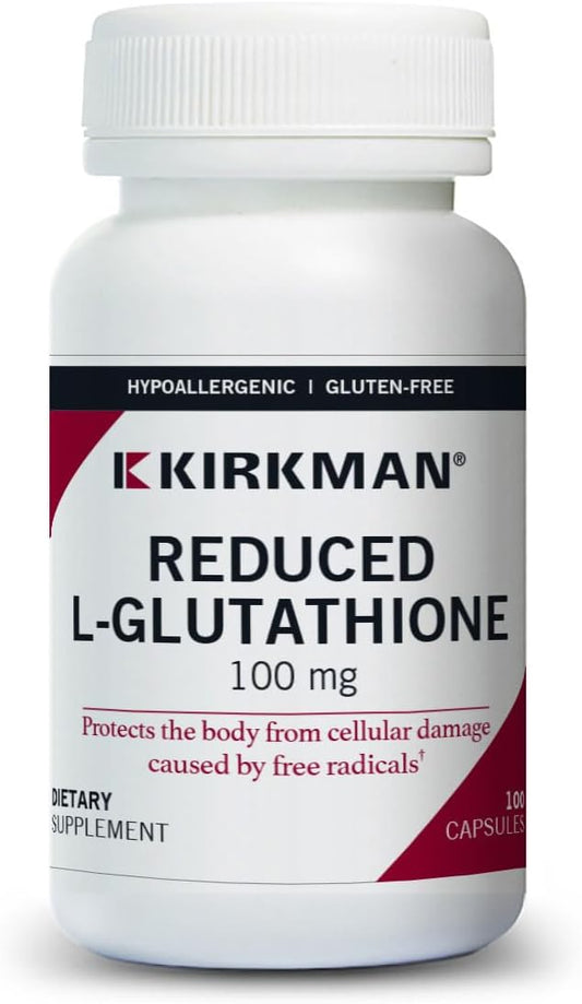 Hypoallergenic L-Glutathione 100 mg Supplement - 100 Vegetarian Capsules for Antioxidant Support