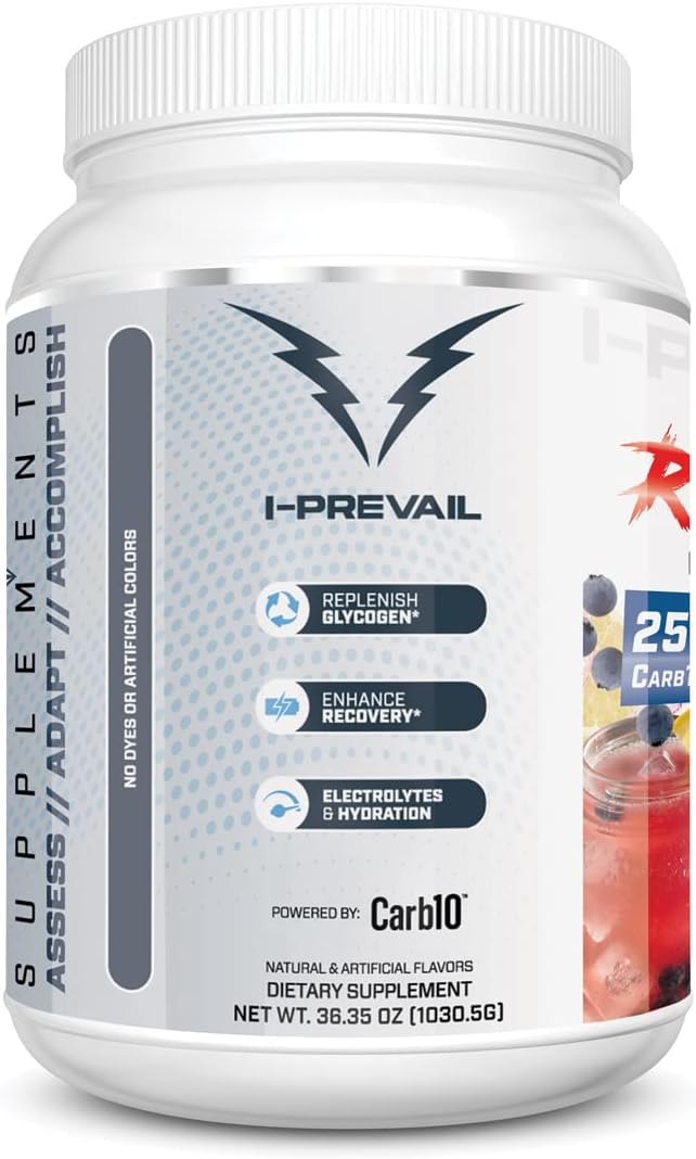 I-Prevail Supplements Rehab High Performance Intraworkout Formula with 10g BCAA & EAA - Carb10 for Enhanced Recovery & Hydration - Keto Friendly - Blueberry Lemonade Flavor - 25 Servings