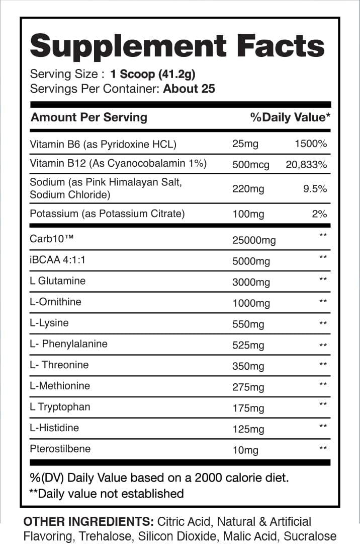 I-Prevail Supplements Rehab High Performance Intraworkout Formula with 10g BCAA & EAA - Carb10 for Enhanced Recovery & Hydration - Keto Friendly - Blueberry Lemonade Flavor - 25 Servings