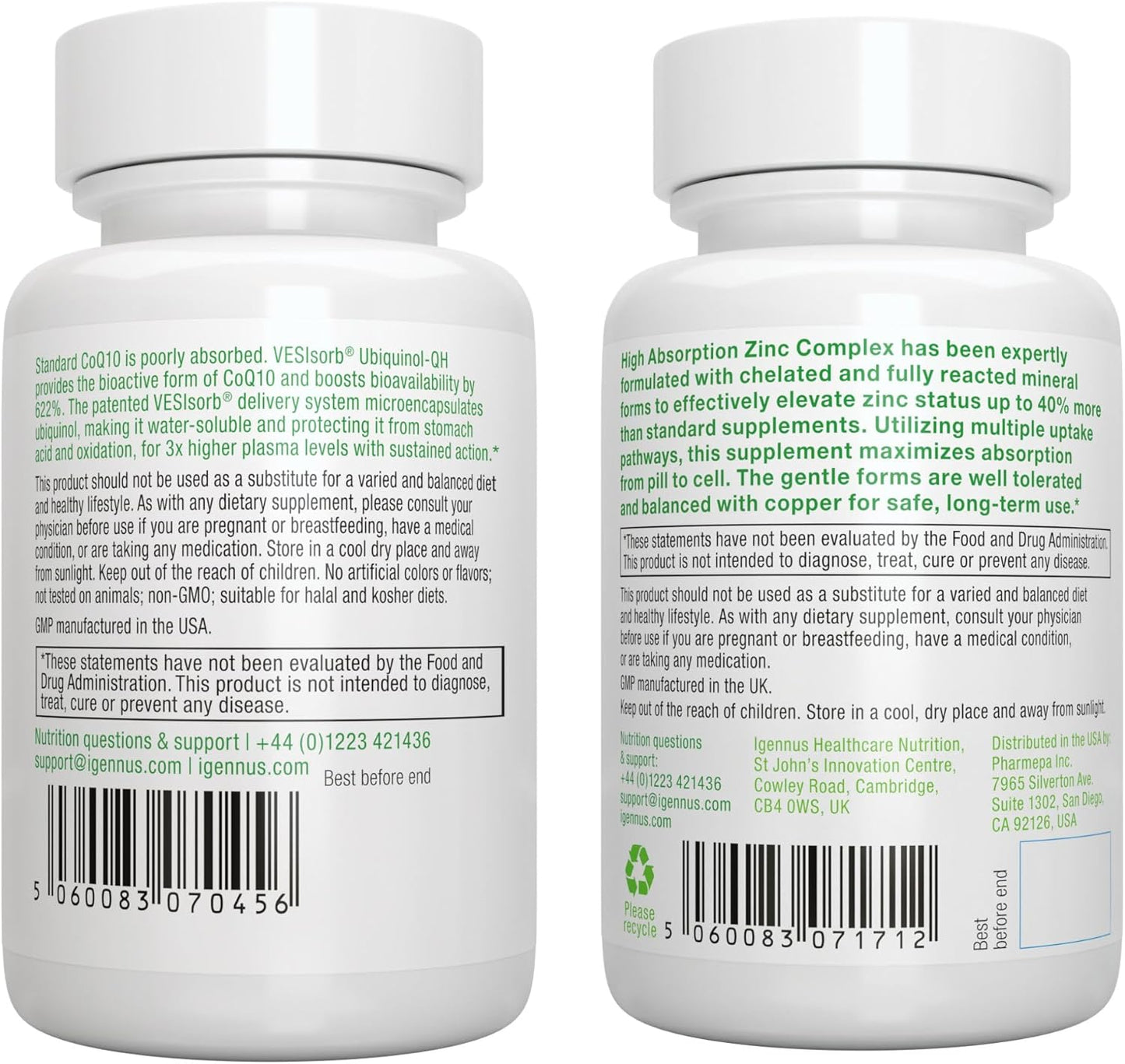 Igennus Healthcare Nutrition VESIsorb Ubiquinol-QH and Zinc Complex Bundle for Fertility - CoQ10 and Zinc Supplement