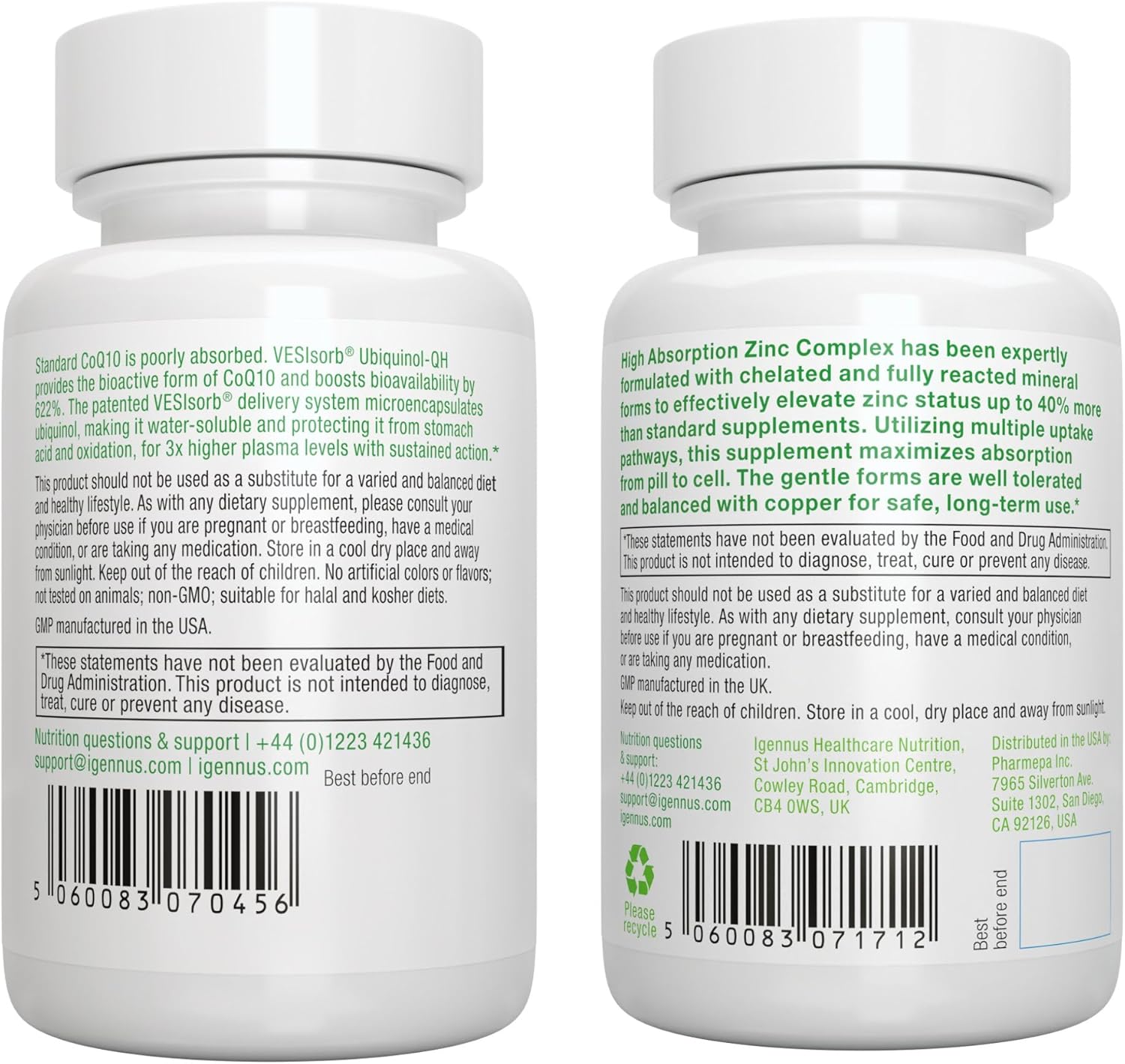 Igennus Healthcare Nutrition VESIsorb Ubiquinol-QH and Zinc Complex Bundle for Fertility - CoQ10 and Zinc Supplement