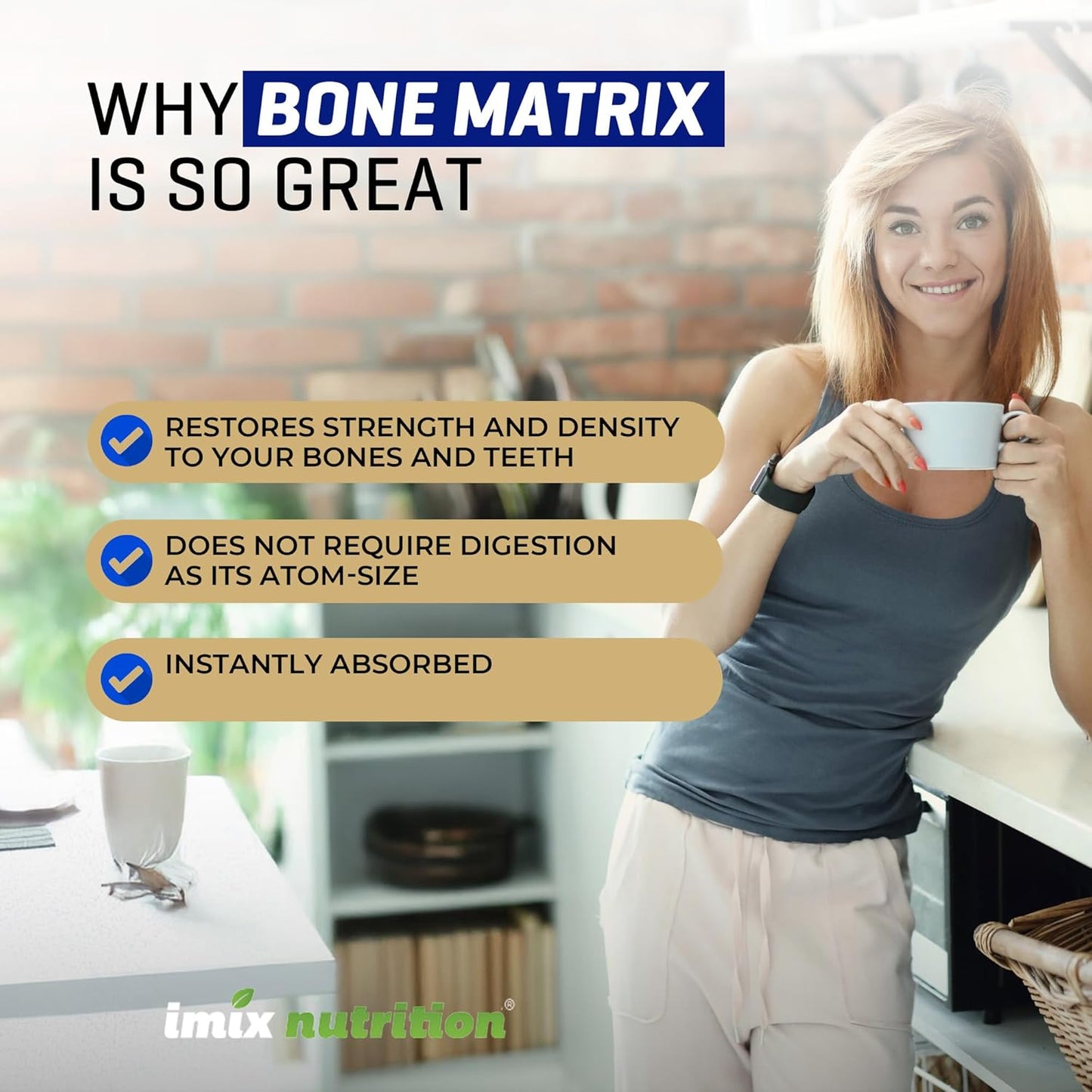 Imix Nutrition QuikPlus Bone Matrix Supplement with Calcium, Magnesium, Zinc, and Potassium - Vegan, Gluten-Free, All Natural Formula with Ionic Liquid Minerals and Collagenizer for Bone and Teeth Support (2 Oz)