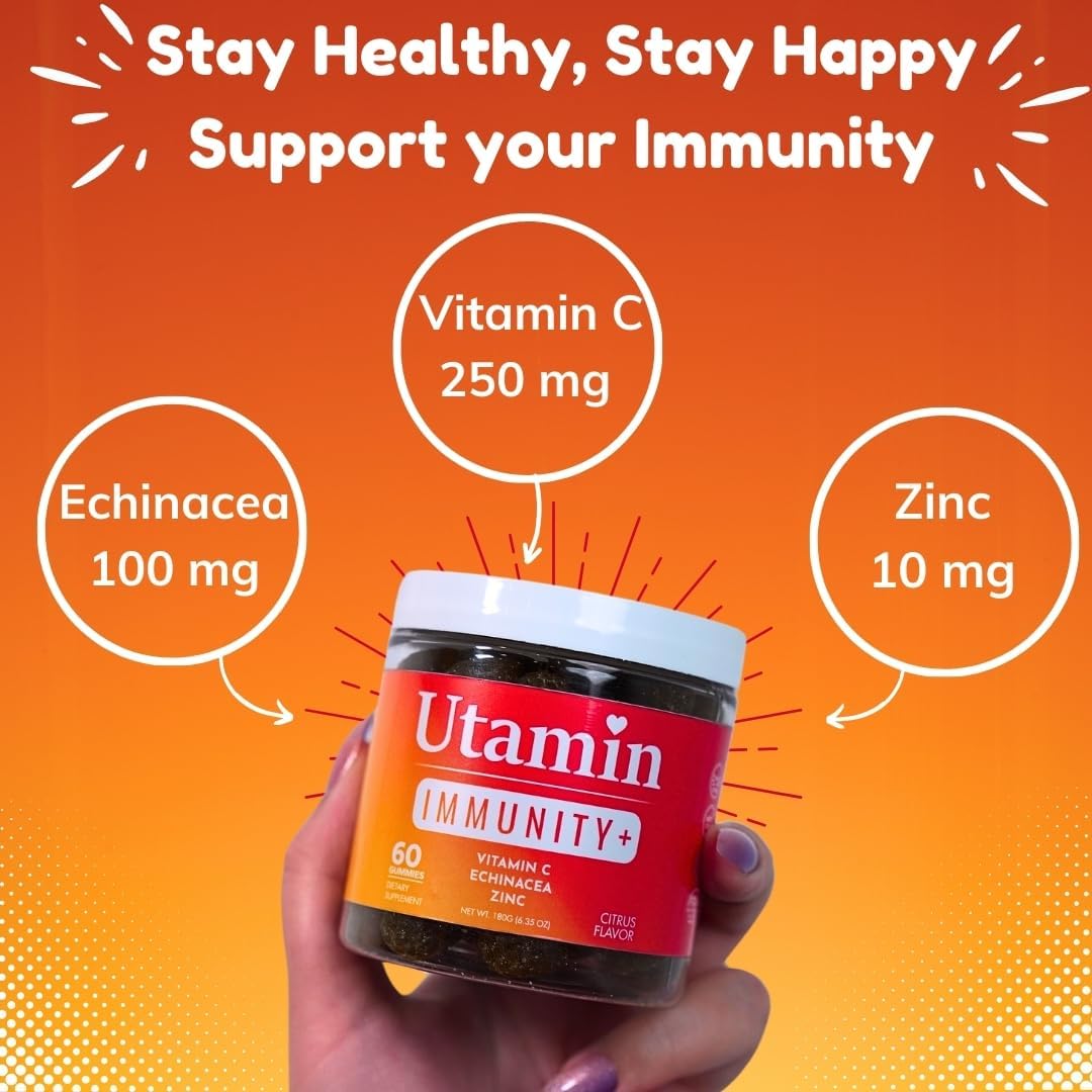 Immune-Boosting Utamin Gummies with Vitamin C, Echinacea, and Zinc - 60 Count