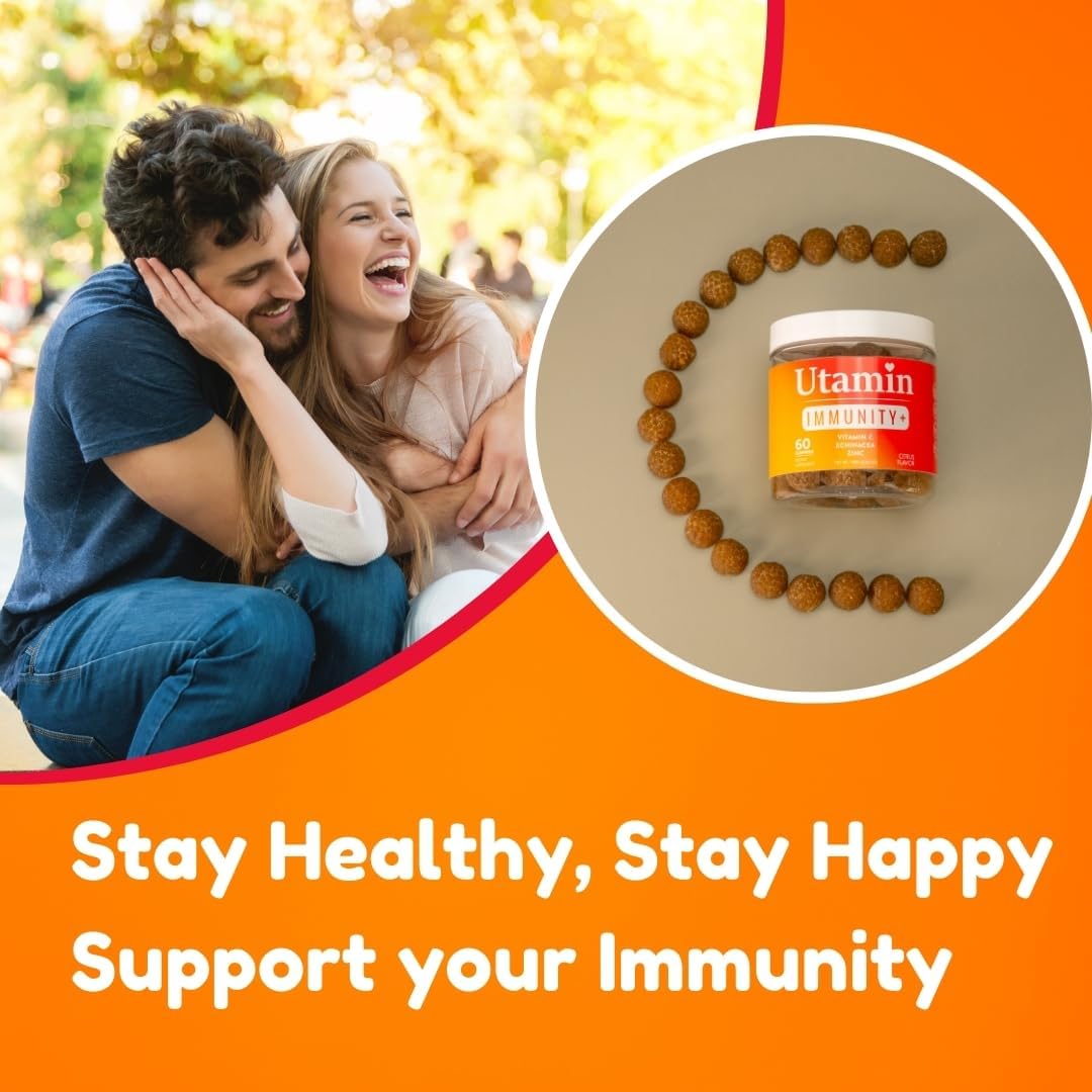 Immune-Boosting Utamin Gummies with Vitamin C, Echinacea, and Zinc - 60 Count
