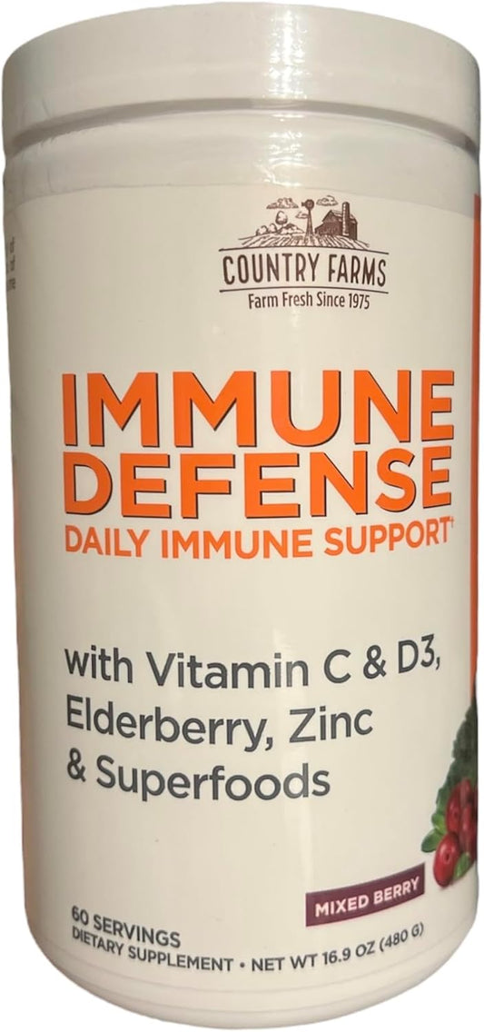 Immune Defense Superfoods with Vitamin C, D3, Elderberry, Zinc - Daily Support 16.9oz