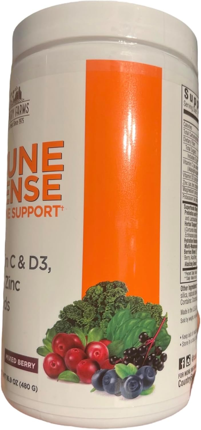 Immune Defense Superfoods with Vitamin C, D3, Elderberry, Zinc - Daily Support 16.9oz