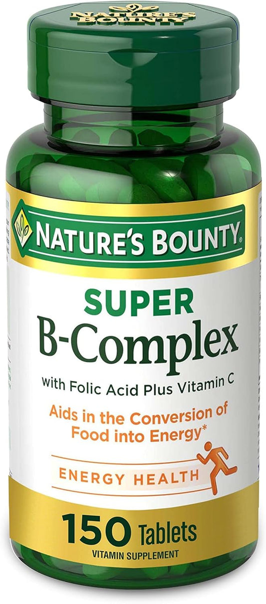Immune & Energy Support: Nature's Bounty Super B Complex with Vitamin C & Folic Acid - 150 Tablets