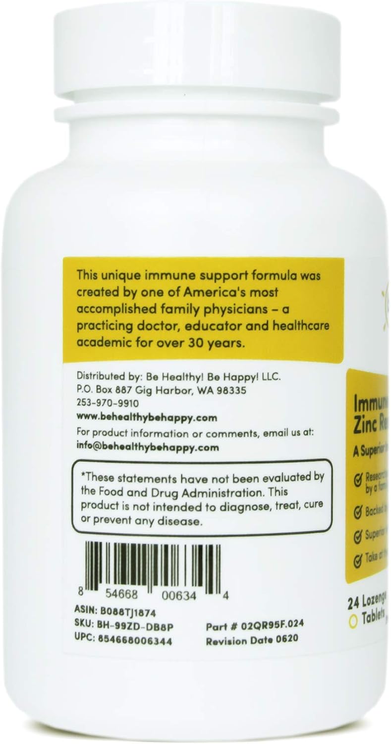 Immune Health Pro - Zinc Rescue Lozenge for Common Cold Relief & Immune System Support, 24 Count