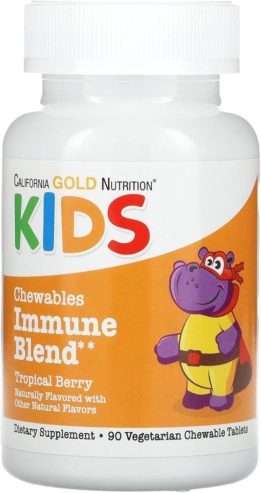 Immune Support Chewable Tablets for Kids - Natural Tropical Berry Flavor, 90 Vegetarian Tablets by California Gold Nutrition