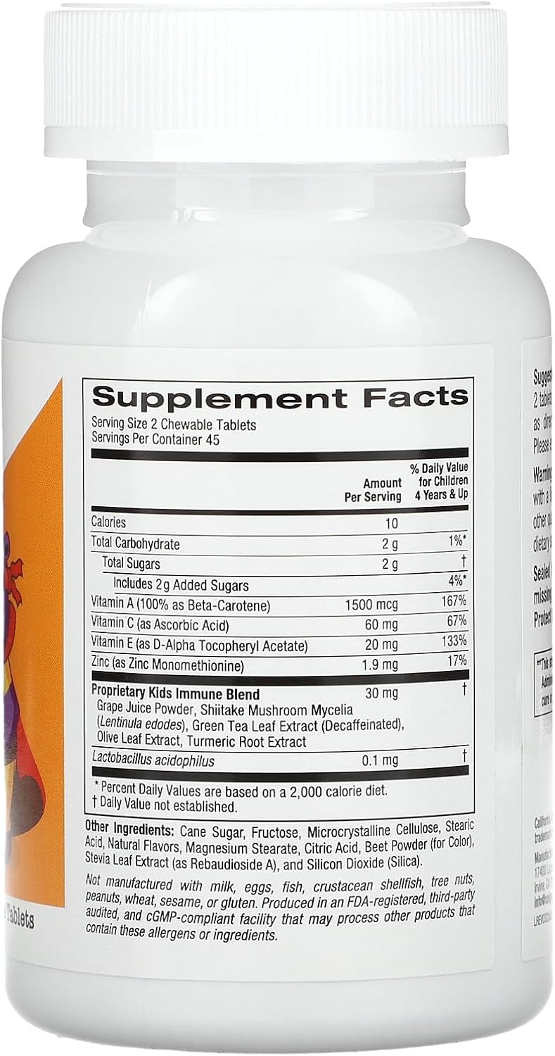Immune Support Chewable Tablets for Kids - Natural Tropical Berry Flavor, 90 Vegetarian Tablets by California Gold Nutrition